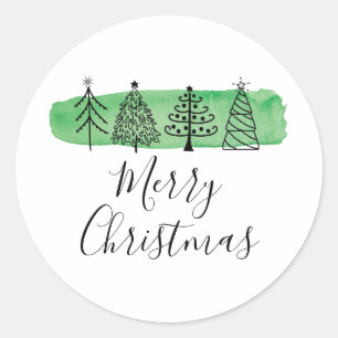 Sticker Rond Aquarelle Doodle Holiday