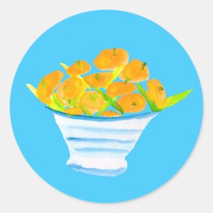 Sticker Rond Aquarelle d'orange
