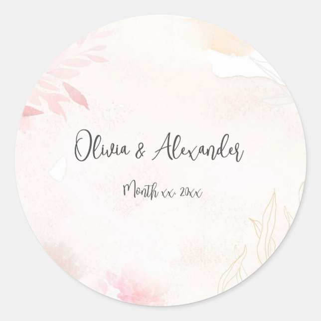 Sticker Rond Aquarelle douce Blush FlorMariage (Devant)