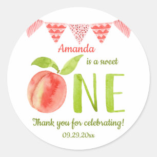 Sticker Rond Aquarelle Douce Comme Une Pêche Premier Anniversai