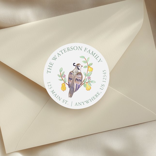 Sticker Rond Aquarelle Douze jours de Noël Adresse (Créateur téléchargé)