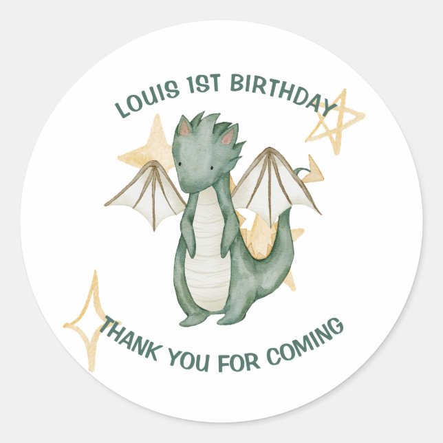 Sticker Rond Aquarelle dragon merci pour votre prochain cl d'an (Devant)