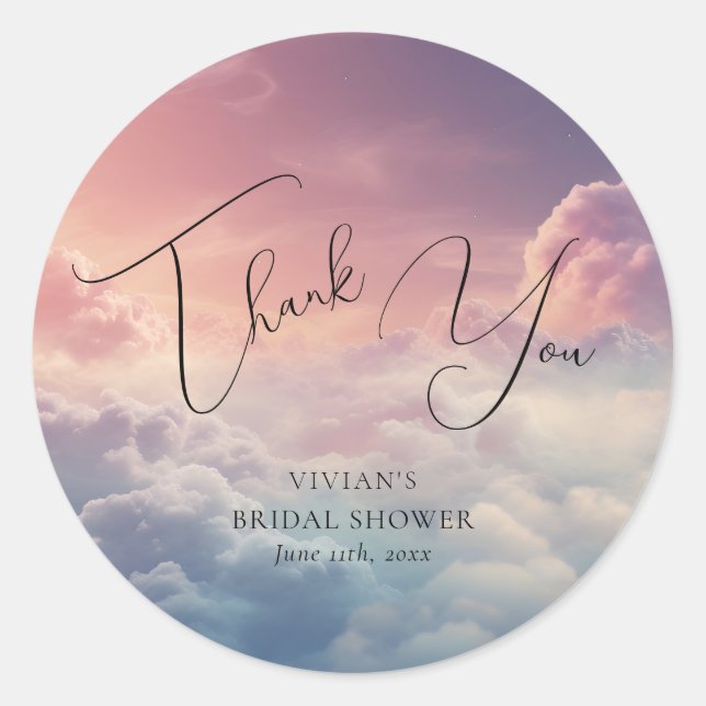 Sticker Rond Aquarelle Dreamy Sunset Cloud 9 Merci (Devant)