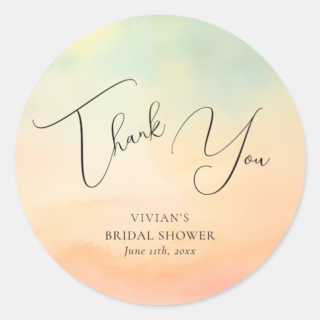 Sticker Rond Aquarelle Dreamy Sunset Cloud 9 Merci (Devant)
