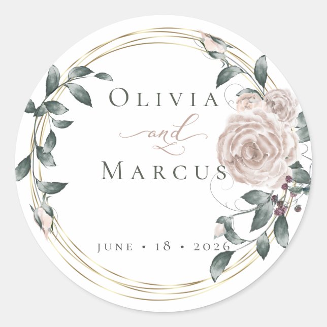 Sticker Rond Aquarelle Dusty Rose (Devant)