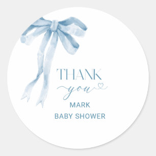 Sticker Rond Aquarelle Elegant Bow Ribbon Baby DoucheSticker
