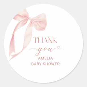 Sticker Rond Aquarelle Elegant Bow Ribbon Baby DoucheSticker