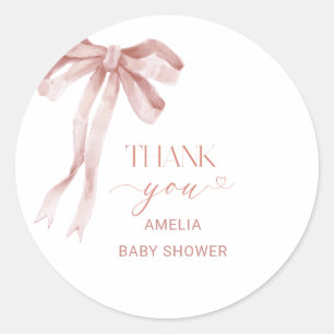 Sticker Rond Aquarelle Elegant Bow Ribbon Baby DoucheSticker