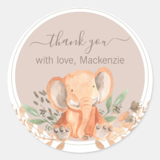 Sticker Rond Aquarelle Elephant Boho Safari