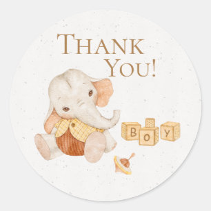 Sticker Rond Aquarelle Eléphant Cute Jouets Vintages Merci