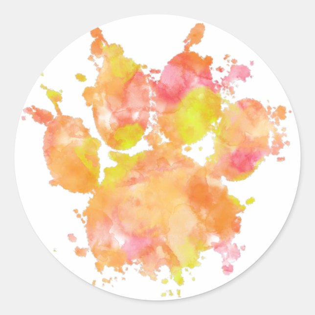 Sticker Rond Aquarelle Empreinte de patte de chien (Devant)