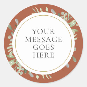 Sticker Rond Aquarelle en terre cuite Mariage de verdure