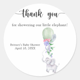 Sticker Rond Aquarelle et éléphant merci