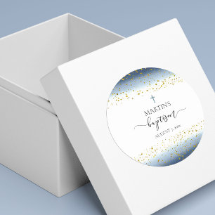 Sticker Rond aquarelle et FAUX détails feuille d'or baptême