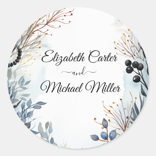 Sticker Rond Aquarelle Ethérée Delicate Foliage Serène (Devant)