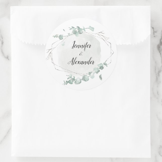 Sticker Rond Aquarelle Eucalyptus (Sac)