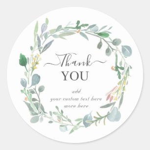 Sticker Rond Aquarelle Eucalyptus Merci de couronne feuille