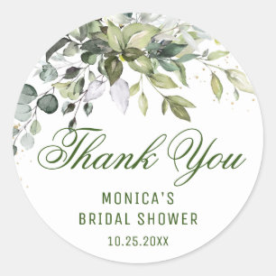 Sticker Rond Aquarelle Eucalyptus Végétation Remerciements Nom