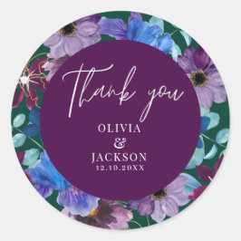 Sticker Rond Aquarelle Eucalyptus Vert Mariage Thankyou