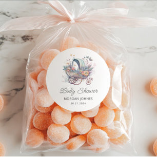 Sticker Rond Aquarelle Fairy Bébé Poussette