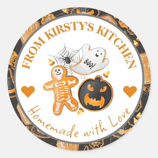 Sticker Rond Aquarelle fait maison Rustique Halloween Cookies (Devant)