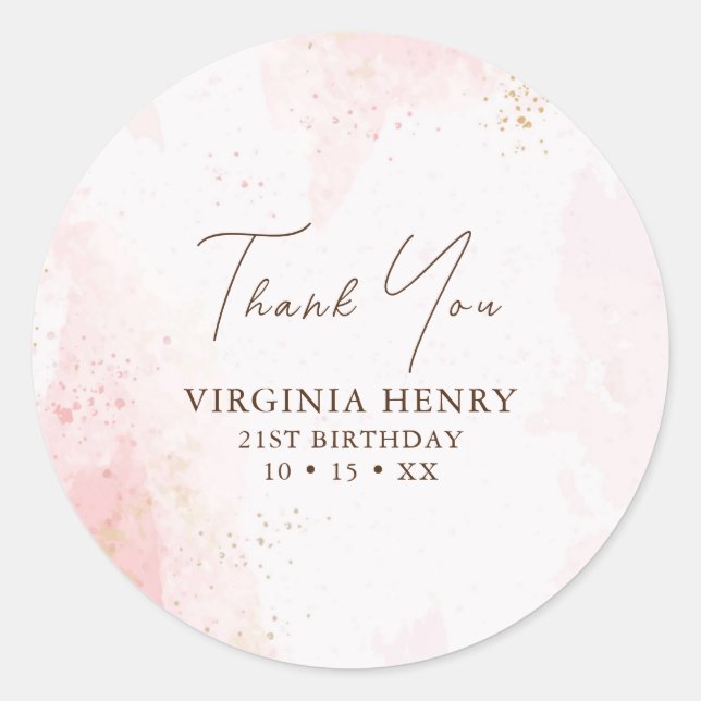 Sticker Rond Aquarelle fête du 21e anniversaire (Devant)