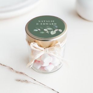 Sticker Rond Aquarelle feuillage faveur mariage