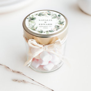 Sticker Rond Aquarelle feuillage faveur mariage