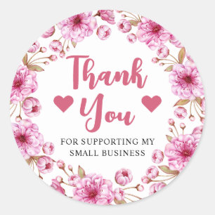 Sticker Rond Aquarelle Fleur de Cerisier Rose Entreprise Petite