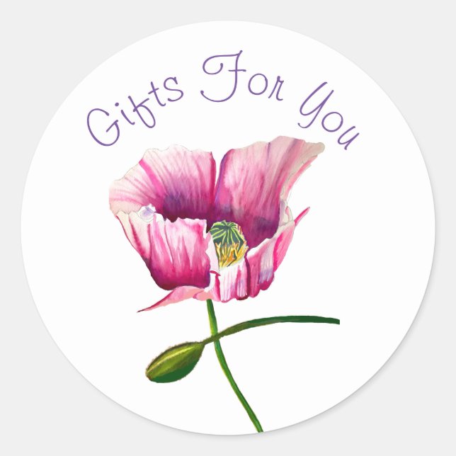Sticker Rond Aquarelle fleurs design Cadeau marque commerciale  (Devant)