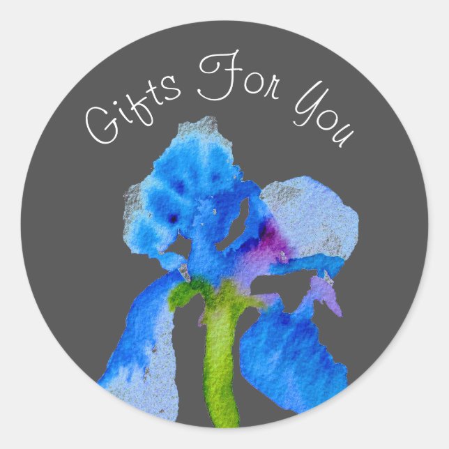 Sticker Rond Aquarelle fleurs design Cadeau marque d'affaires (Devant)