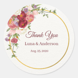 Sticker Rond Aquarelle Fleurs tropicales et Mariage de verdure