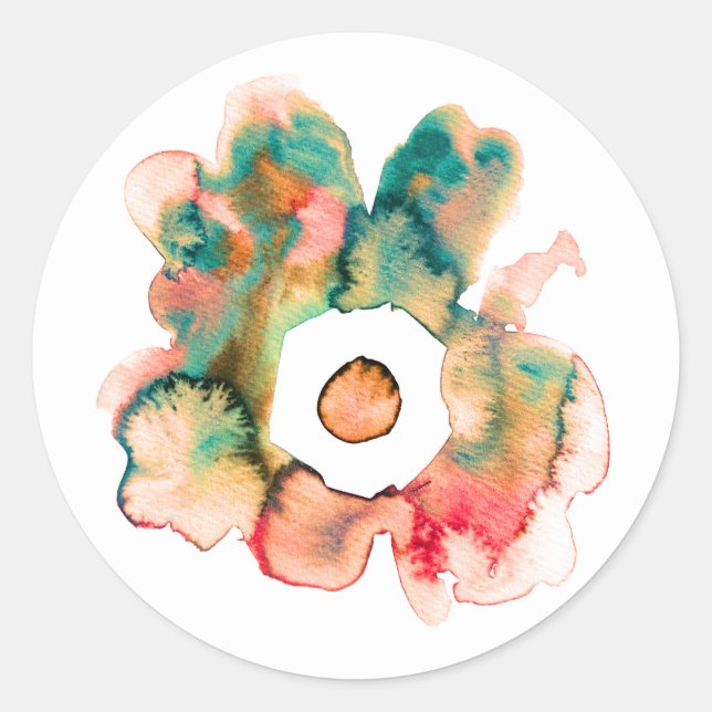 Sticker Rond Aquarelle florale dessinée main art abstrait class (Devant)
