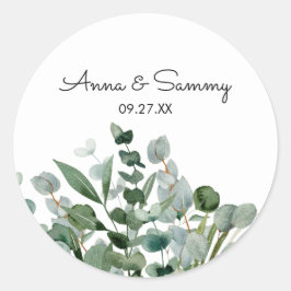 Sticker Rond Aquarelle Florale Eucalyptus Mariage de feuillage