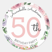 Aquarelle florale rose pâle moderne 50e anniversai
