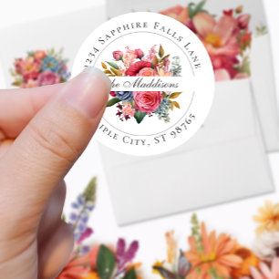 Sticker Rond Aquarelle florale vive