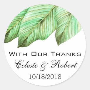 Sticker Rond Aquarelle Foliage Mariage tropical