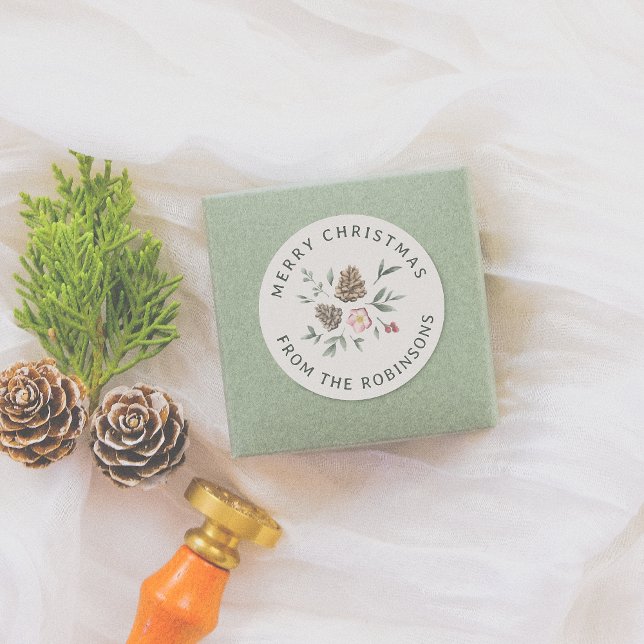 Sticker Rond Aquarelle Forêt-bois Folithe à Noël (Créateur téléchargé)