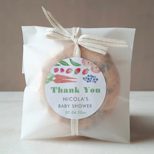 Sticker Rond Aquarelle Fruits Farmers Baby shower Favoriser