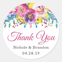 Aquarelle Fuchsia Gold Floral Wedder Favor
