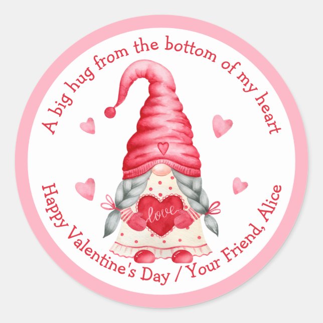 Sticker Rond Aquarelle Gnome filles camarades de classe Valenti (Devant)