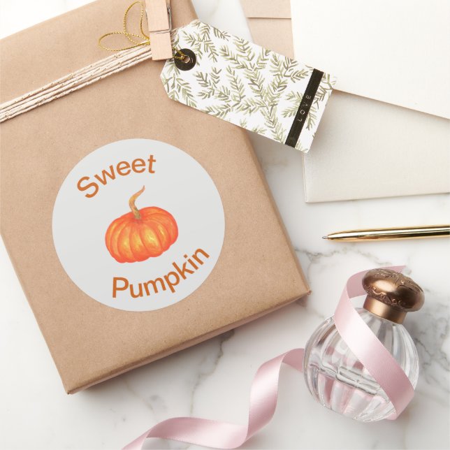 Sticker Rond Aquarelle halloween orange classique citrouille su (Cadeaux)