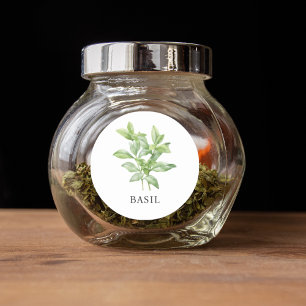Sticker Rond Aquarelle Herb Basil