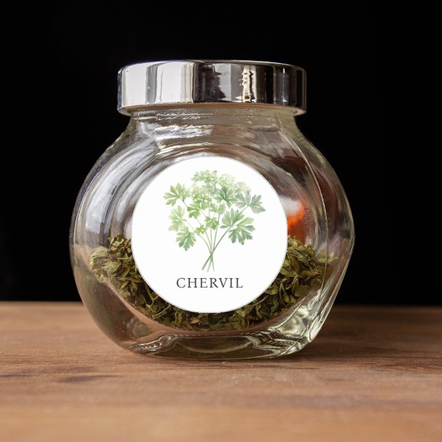 Sticker Rond Aquarelle Herb Chervil (Herb Chervil Watercolor Classic Round Sticker)