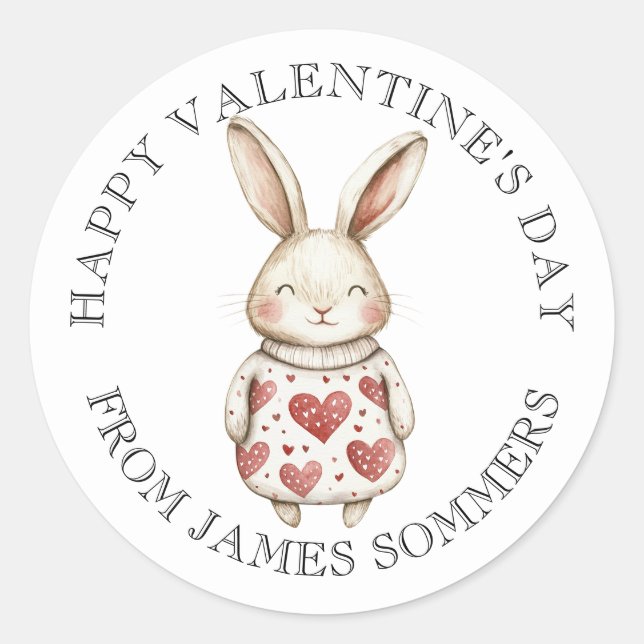 Sticker Rond Aquarelle Heureuse Sainte-Valentin de l'enfant Rab (Devant)