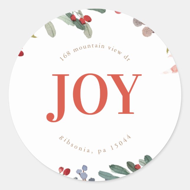 Sticker Rond Aquarelle Hiver Floral Garland (Devant)