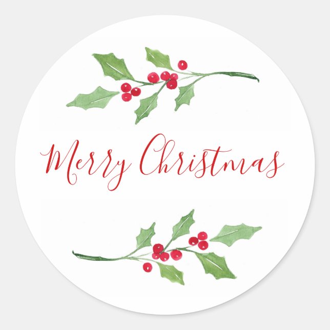 Sticker Rond Aquarelle Holly Sprigs (Devant)