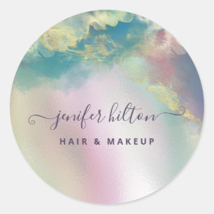 Sticker Rond Aquarelle holographique élégante signature abstrai