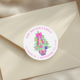 Sticker Rond Aquarelle Hot rose Bains Noël Ginger Jar