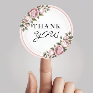 Sticker Rond Aquarelle Jardin Fleurs Merci